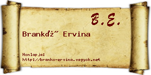 Brankó Ervina névjegykártya
